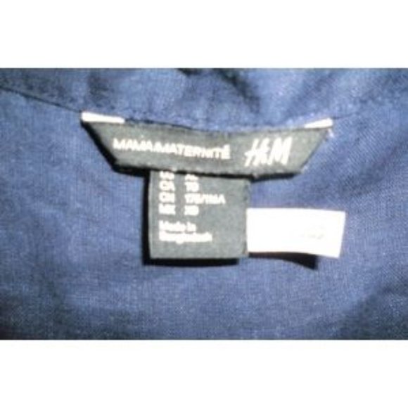 Linen Navy Blue Maternity Button Down Top - Picture 4 of 5